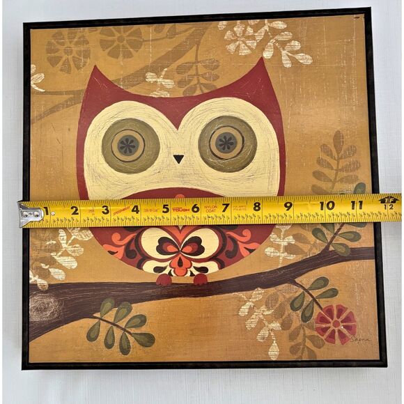 Forest Owl Art Print Sapna Charming Folksy Colorful Large Round Body Eyes Boho - Picture 4 of 5